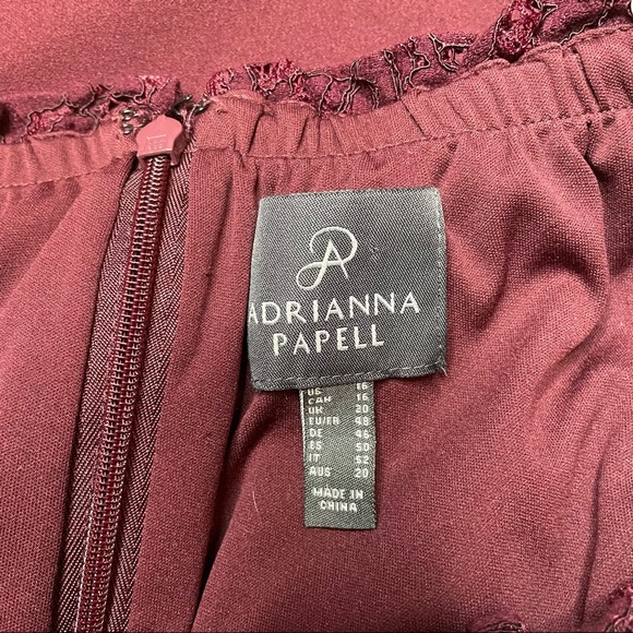 Adrianna Papell Burgundy Lace Long Sleeve Jumpsuit - Picture 5 of 13